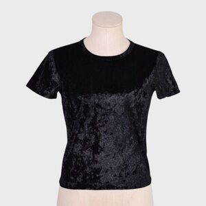 Hollister Black Crushed Velvet Short Sleeve Top